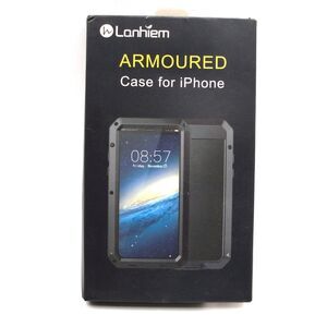 Lanhiem iPhone XR  Metal Case with Screen Protector Shockproof Cover Black 6.1"